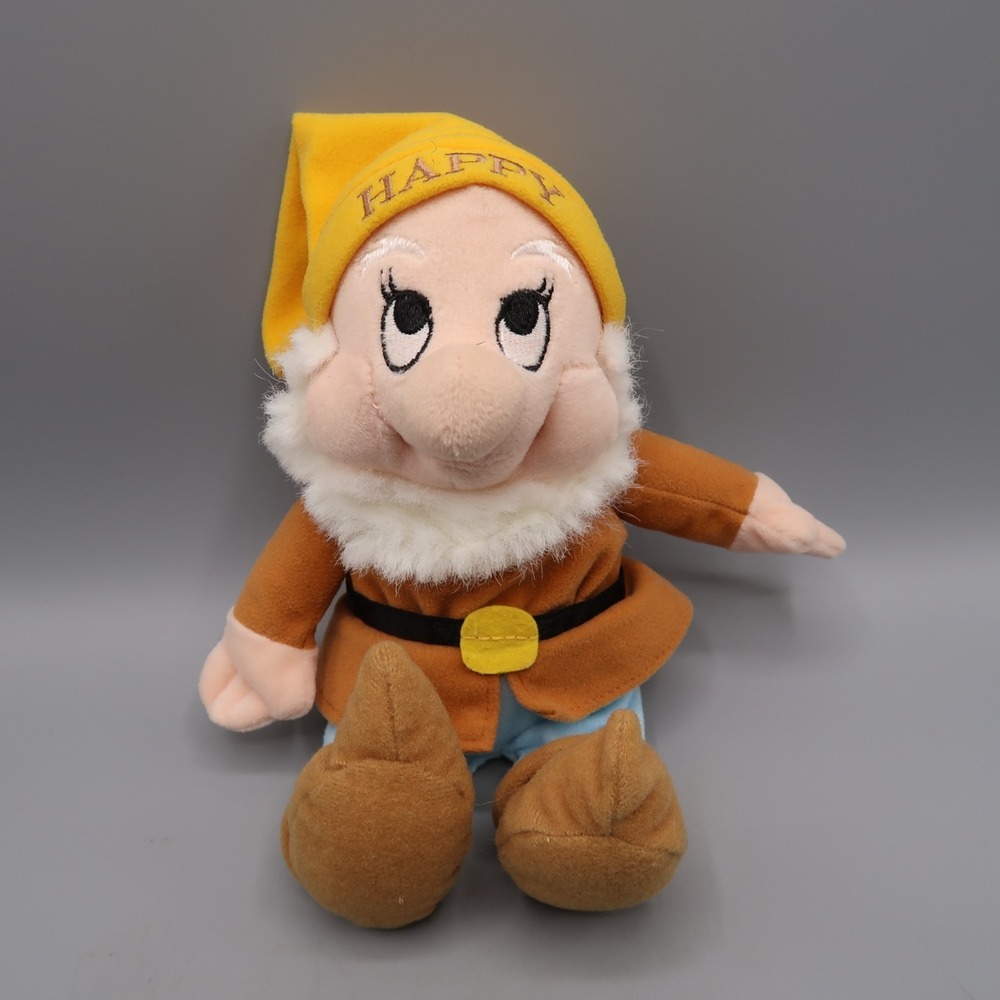 Disney Bean Bag Plush HAPPY‎ Snow White & the Seven Dwarfs 8"